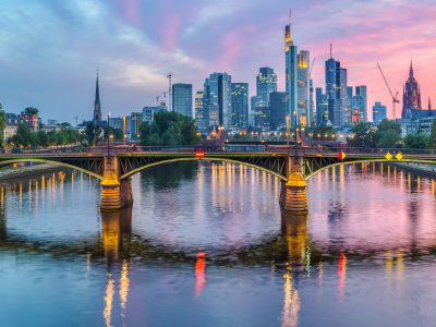 Città tedesca al tramonto