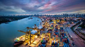 cargoship containers in docks