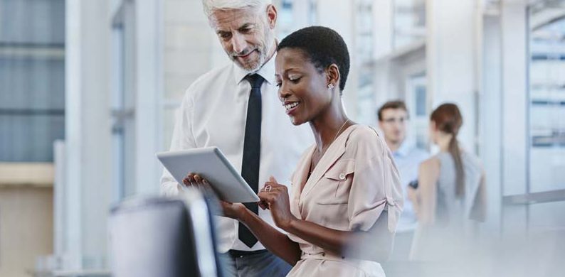 woman with the tablet in the office