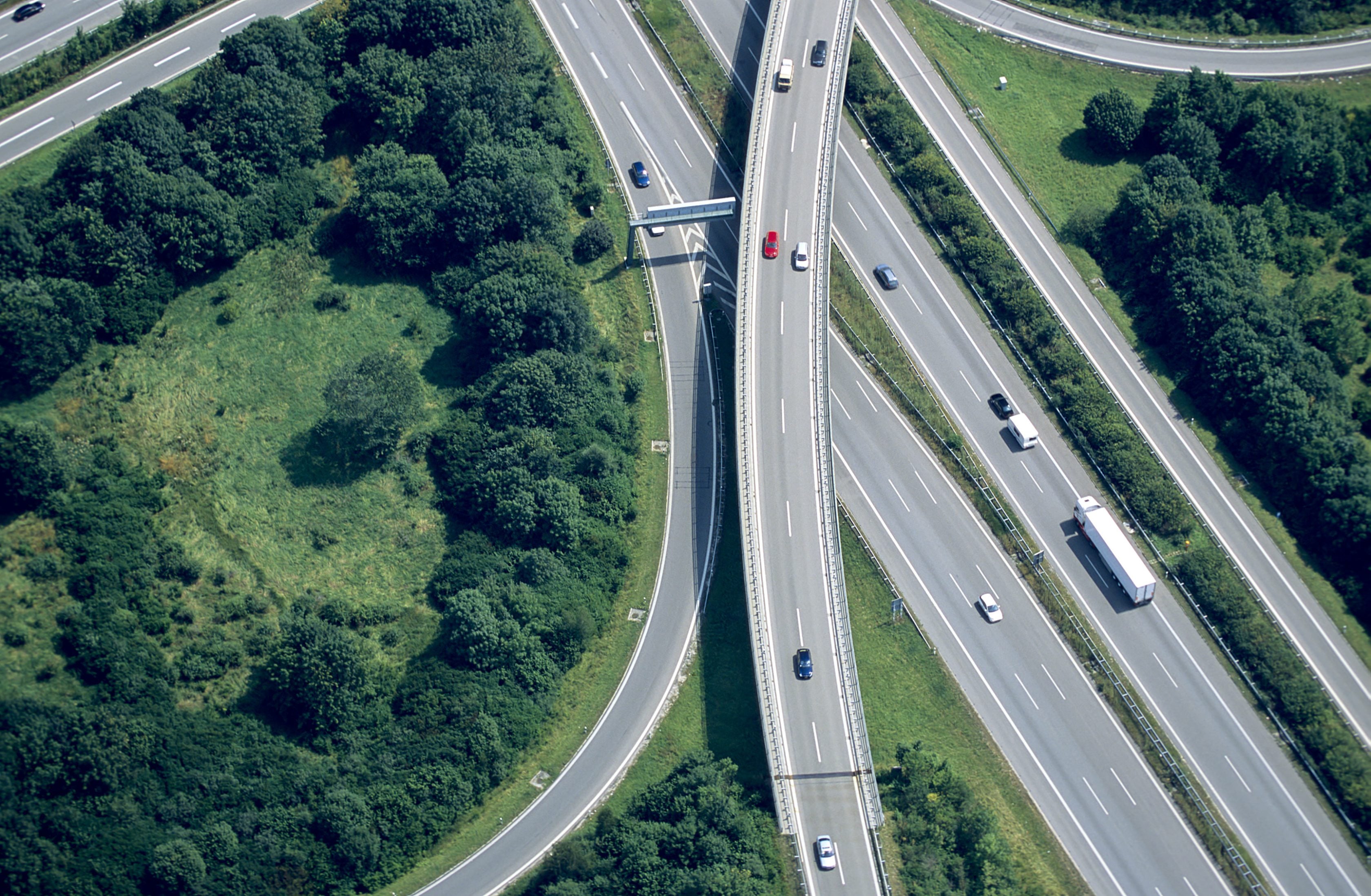 birds eye view of multiple freeways