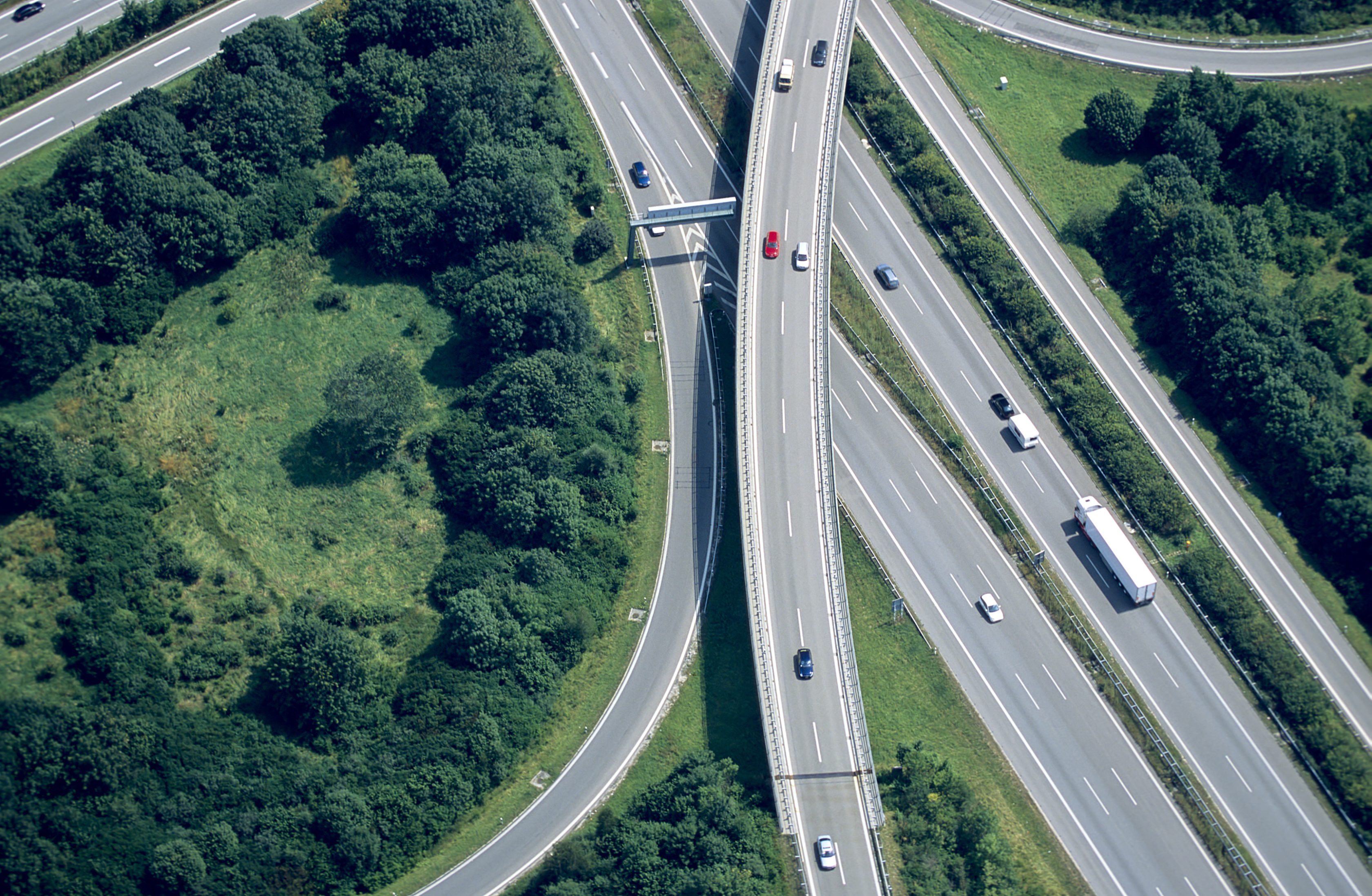 birds eye view of multiple freeways