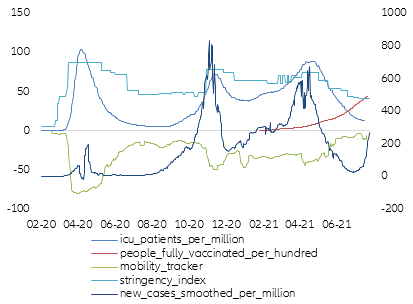 Figure 7 – France evolution of stringency index (data until 22/07/2021)
