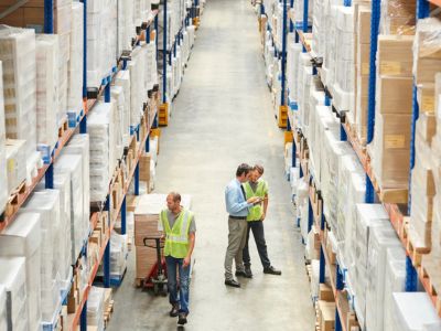 Operai al lavoro in una warehouse