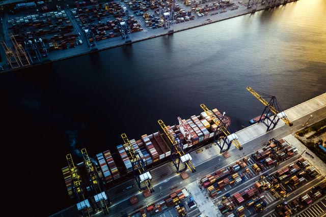 cargoship containers in docks