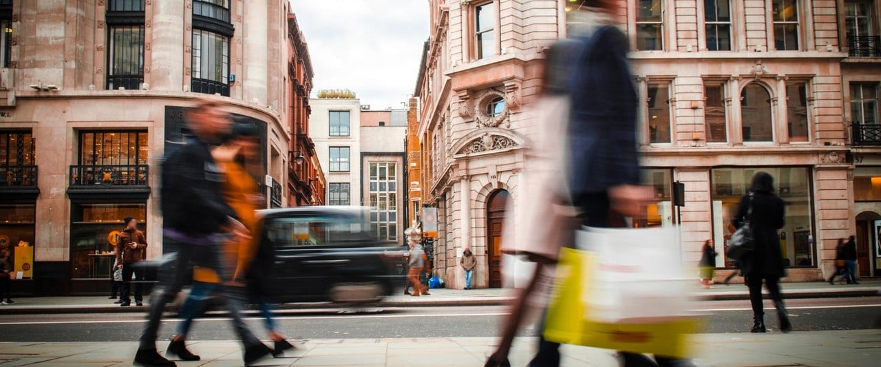 People walking on the street of London