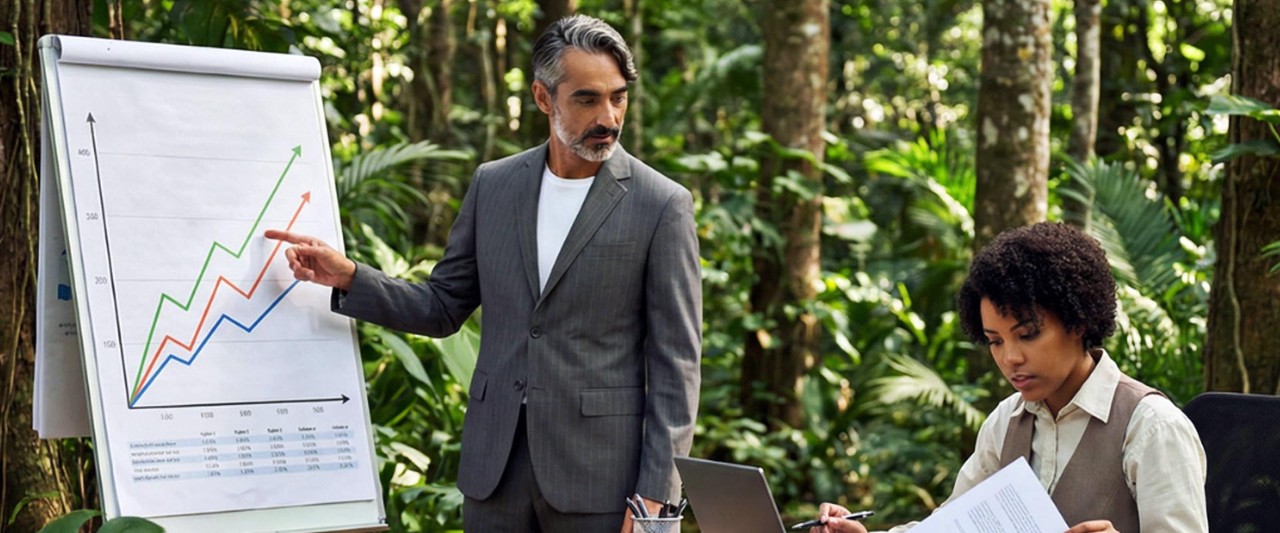 Two-people-doing-business-in-a-jungle