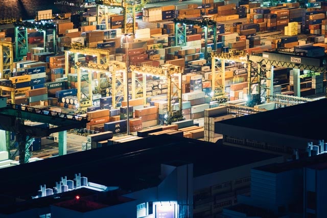 cargoship containers in docks