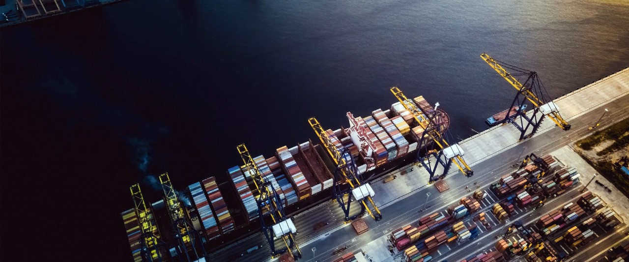 Cargo Ship Docked Pier Port with containers ship