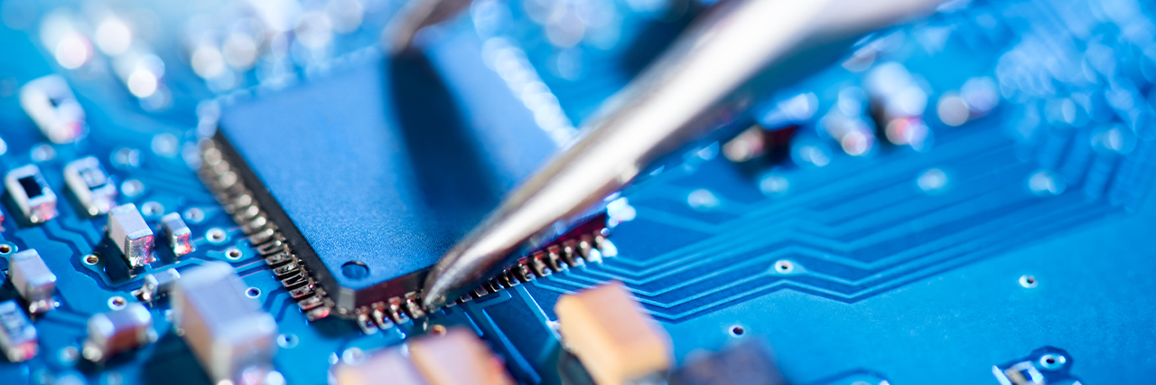 electronic chips close up