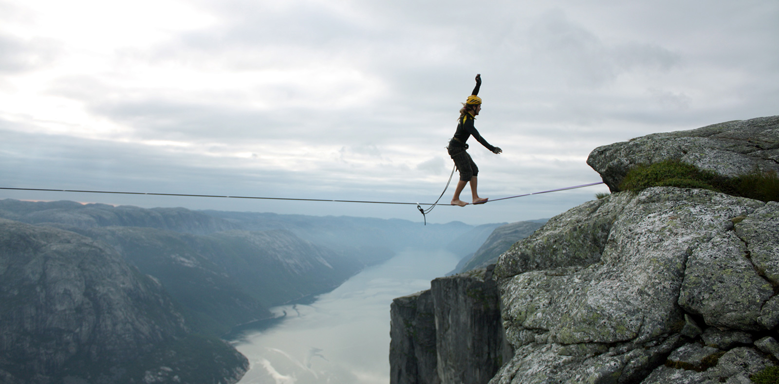 man on balance line