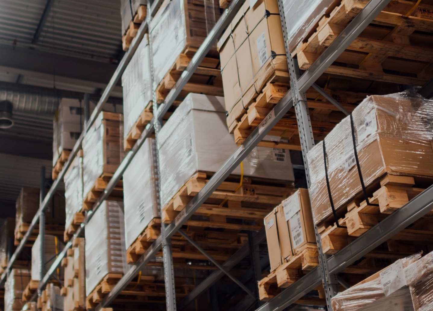 boxes on racks in warehouse