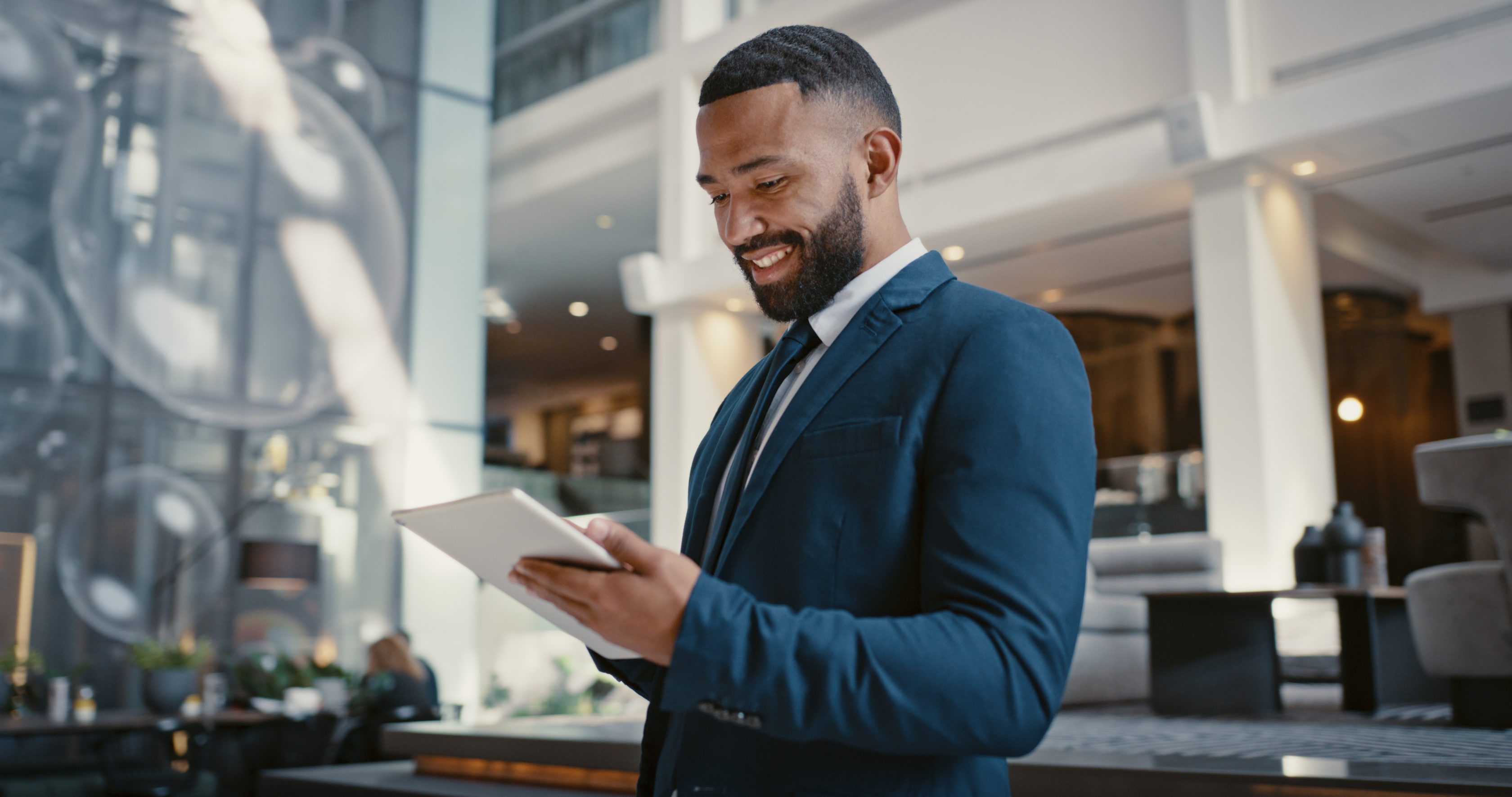 man looking at laptop