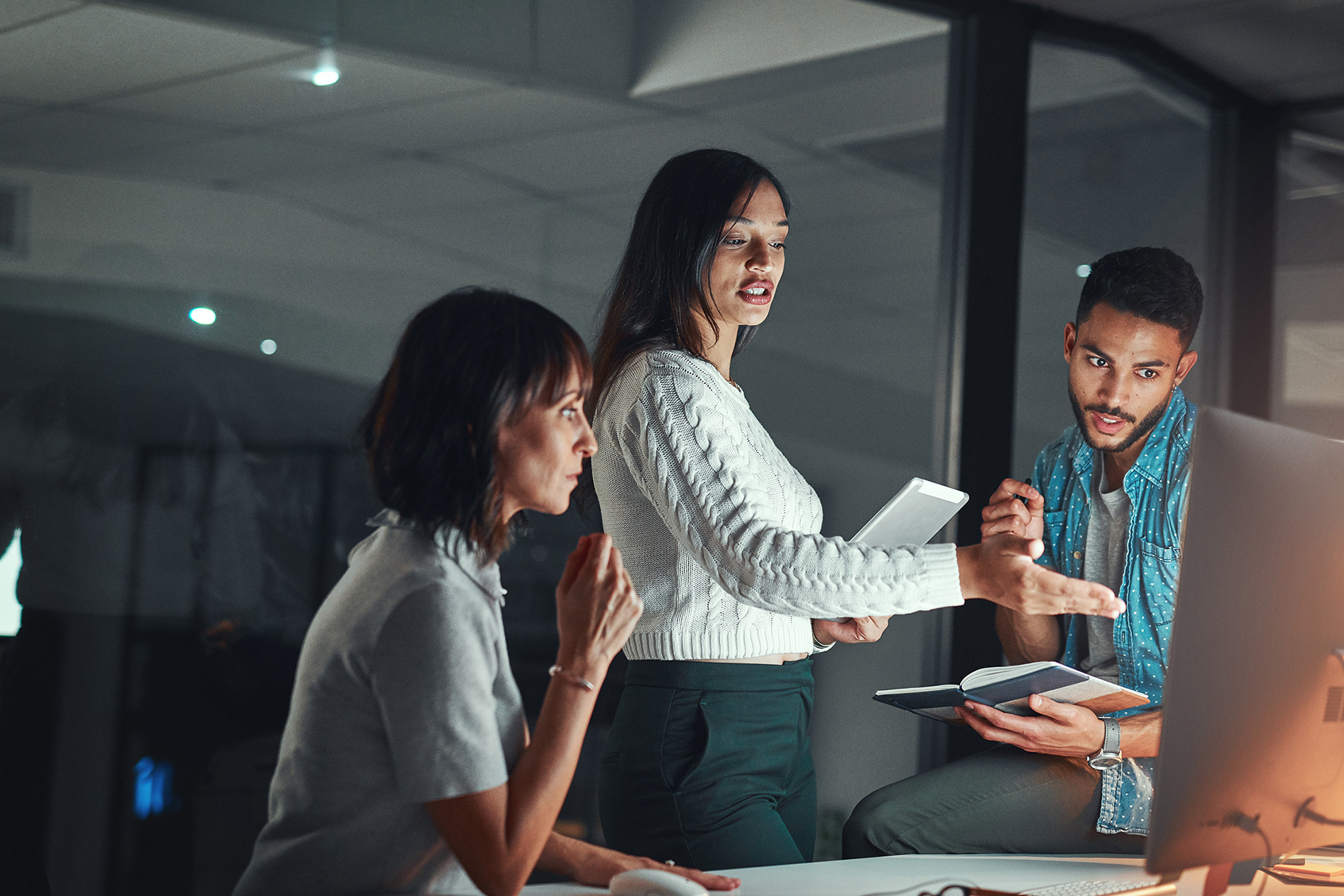 Businesswoman presenting risk data