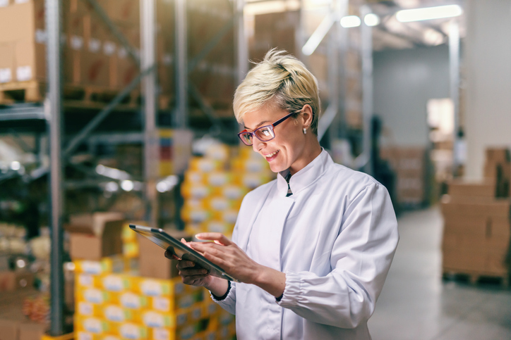 Woman looking at tablet