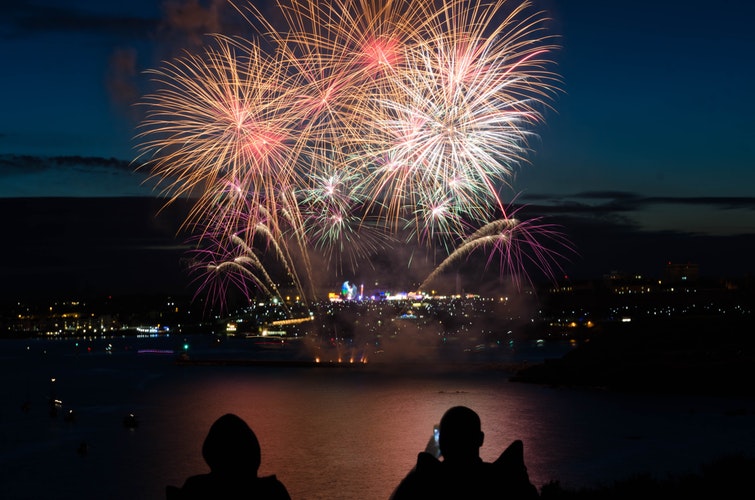 China celebrating New Year with fireworks