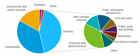 Figure 9 – Breakdown of final natural gas consumption in the EU