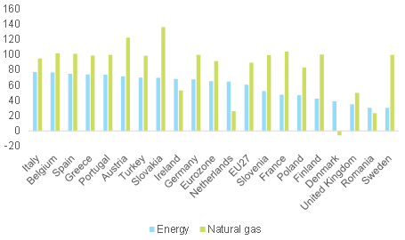  Figure 4 – Share of imports in consumption for energy and gas