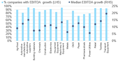 Figure 13 – Profit growth distibution among European corporates (2022)