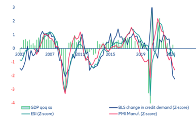 Figure 1/ Eurozone leading economic indicators (Z-scores) and GDP 