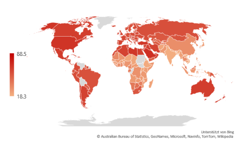  Figure 2: Prevalence of overweight in adult population, in percent