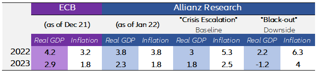 Table 1: Forecast for Eurozone growth and inflation (%)