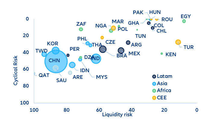 Figure 3. EM country vulnerabilities to global financial tightening
