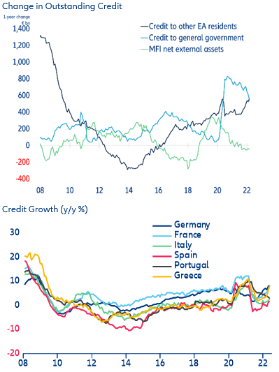 Figure 1: Eurozone - credit growth and net external assets of monetary financial institutions (MFIs) 