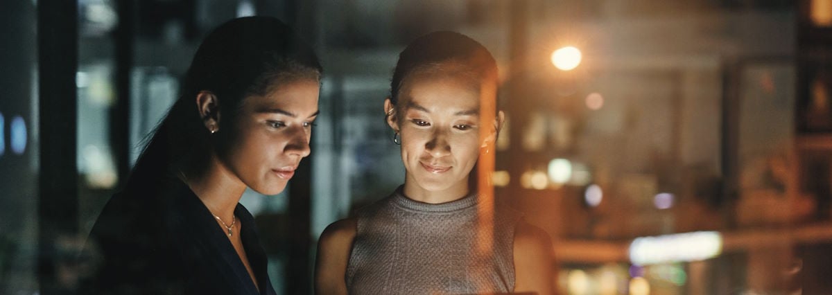 business women looking at laptop