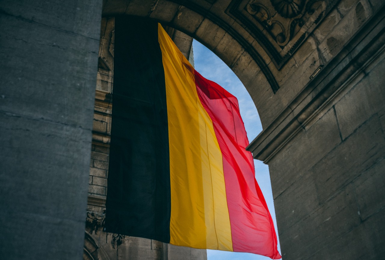 Belgium flag under grand arch