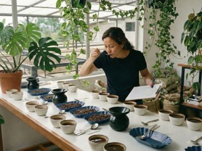 produttore di caffe che assaggia il caffe 