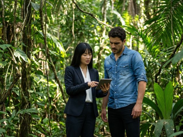 Un professionista che presenta informazioni con tablet ad un cliente