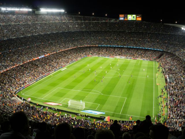 Vista panoramica di un campo di calcio