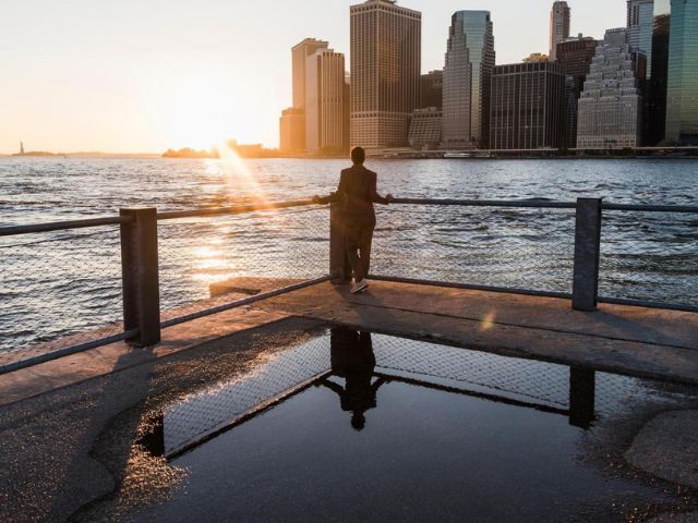 Vista di una parte del distretto finanziario a New York