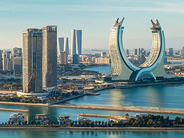 Skyline della città di Doha, in Qatar