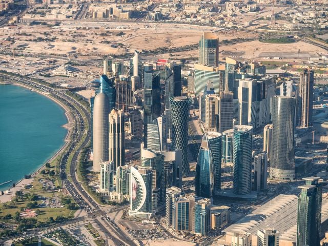 Vista aerea della città di Doha in Qatar
