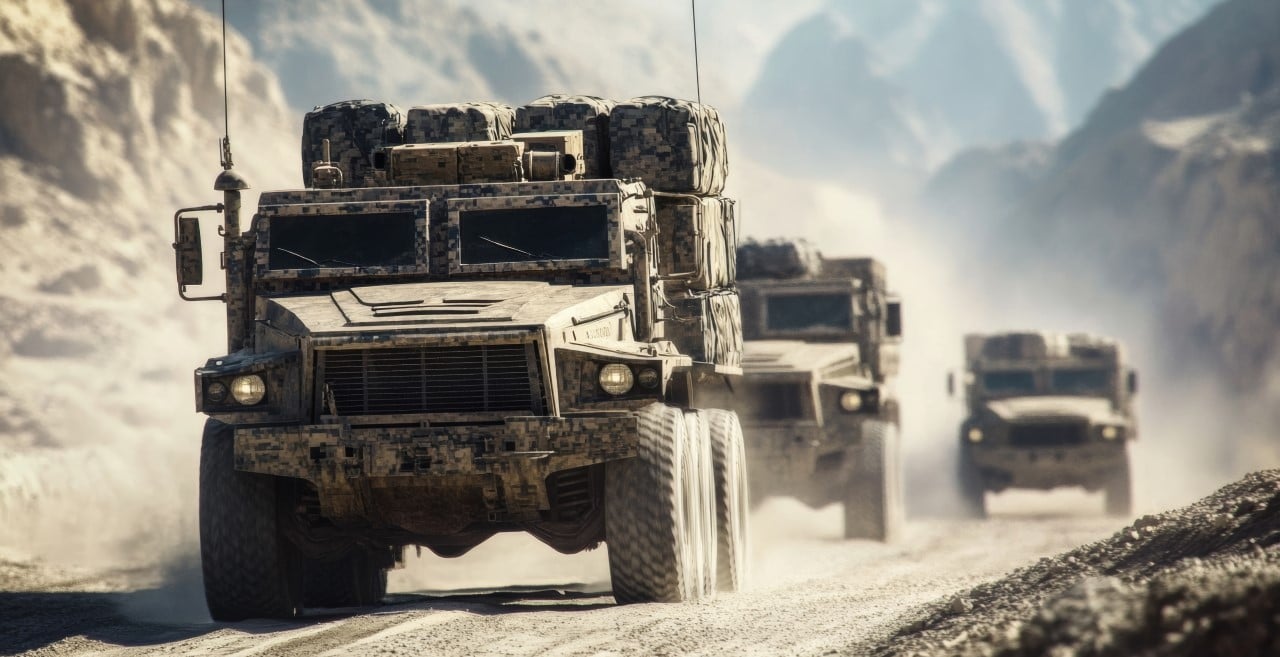 militaire-vrachtwagens-bergen