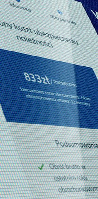 Wycinek ekranu z kalkulatora ubezpieczenia należności 
