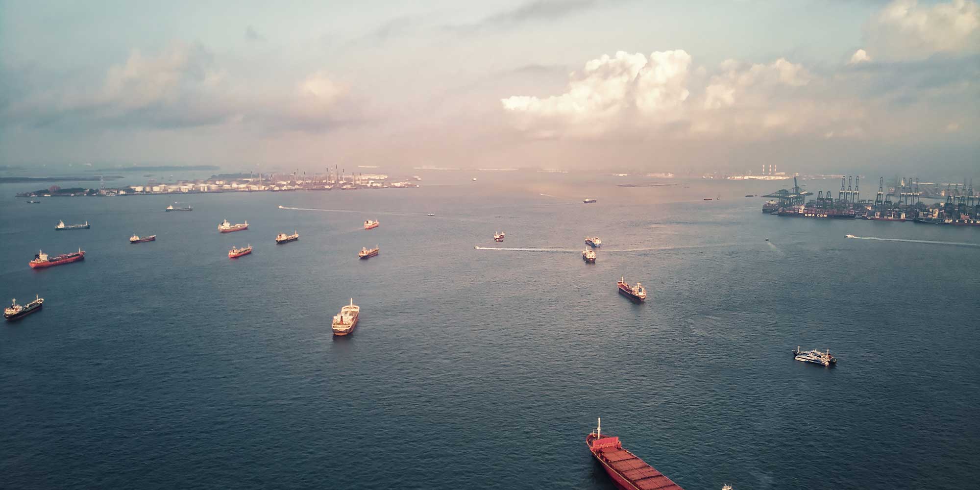 Wiele okrętów handlowych na morzu