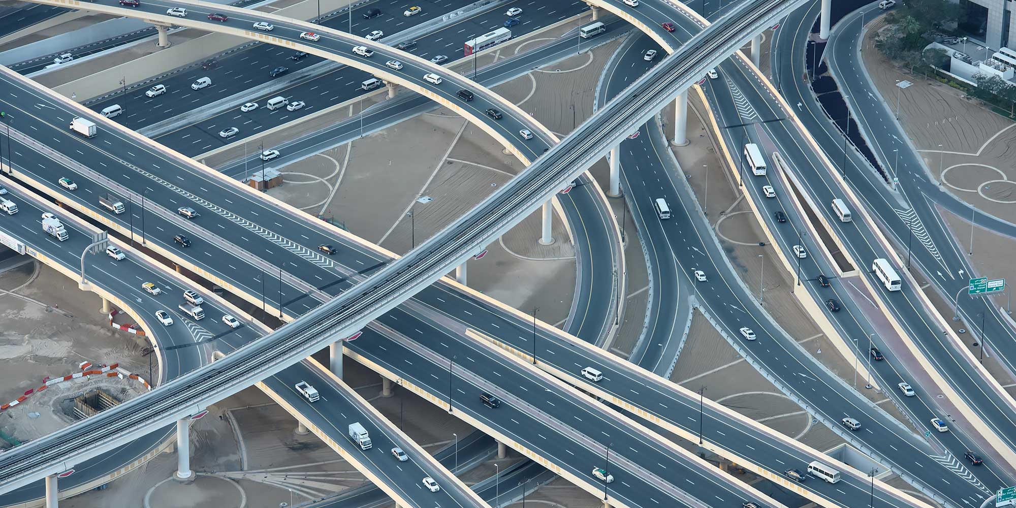 Estakady autostrad z lotu ptaka