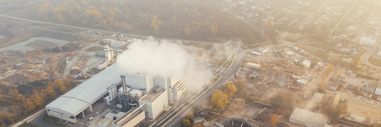 Smoke emerging from a factory