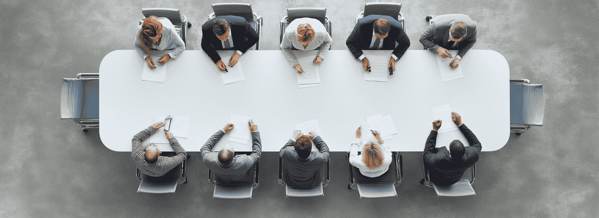 Vista aérea painel de empresas em reunião de trabalho sobre seguro credito para multinacionais media dimensão 