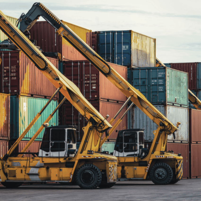 grua com contentores do setor de maquinaria