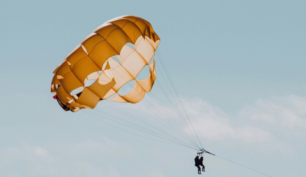 two persons are skydiving